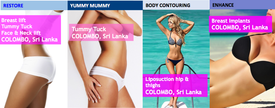Sri Lanka Cosmetic surgery Tummy Tuck Breast Enlargement Liposuction Breast Lift Brazilian Butt Lift Facelift