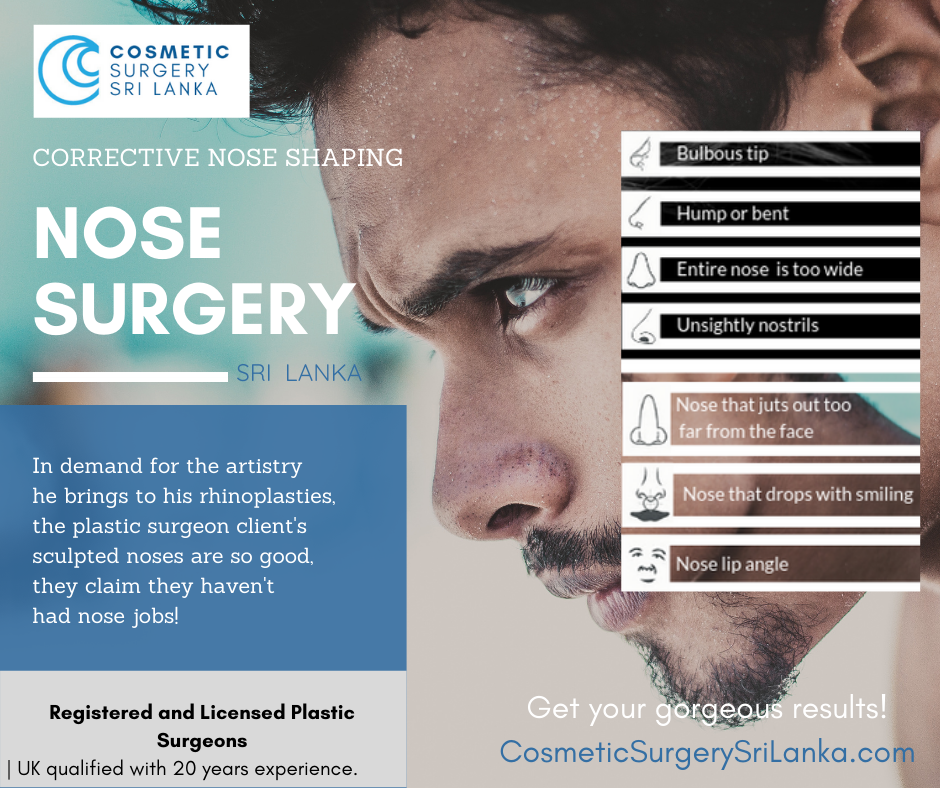 NOSE SURGERY Surgical and Non Surgical nose shaping 20 years experience plastic surgeon Sri Lanka Colombo Tip Refinement